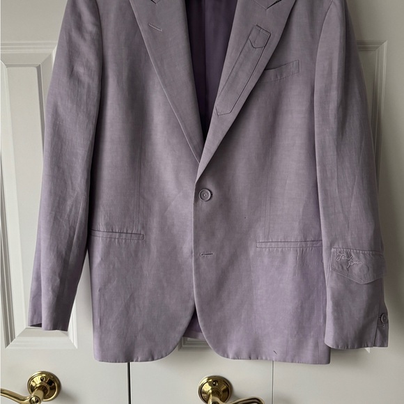 Fendi Slim Peak Lapel Suit Jacket Linen Blend Suit *DAMAGED SEE DESCRIPTION* - Picture 3 of 8